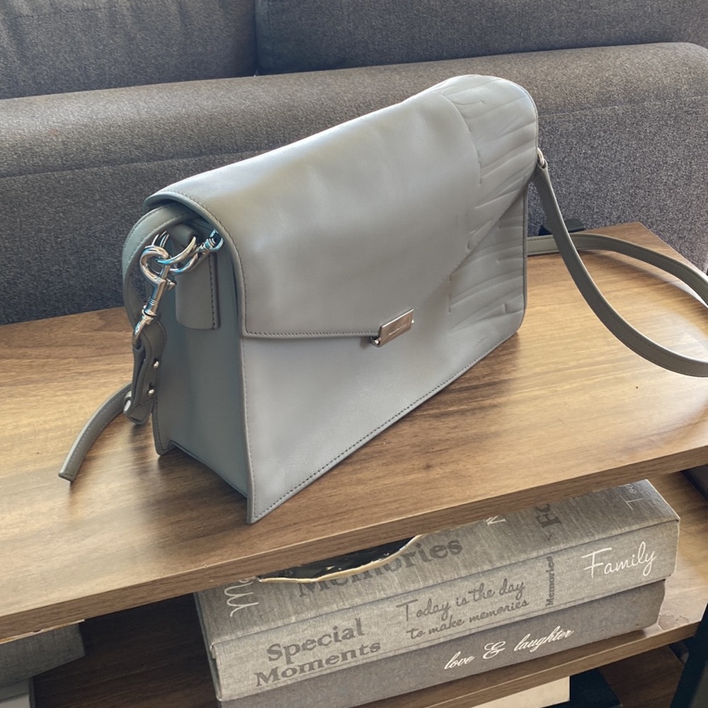All Saints grey leather cross body purse - Picture 2 of 4